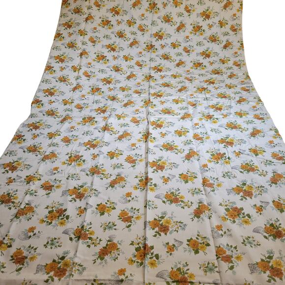 Vintage Enchanting Floral Fabric 2.5 Yards x 35" Yellow Orange Green Silky Feel - Picture 3 of 12